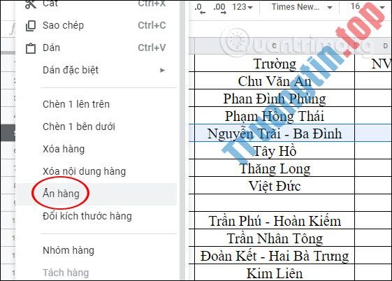 Cách&nbsp;đóng&nbsp;băng,&nbsp;ẩn&nbsp;hàng&nbsp;và&nbsp;cột&nbsp;trong&nbsp;Google&nbsp;Sheets