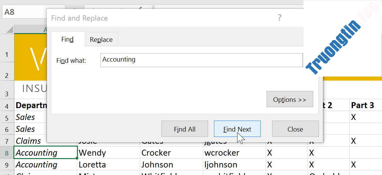 Excel&nbsp;2019&nbsp;(Phần&nbsp;9):&nbsp;Tính&nbsp;năng&nbsp;Find&nbsp;&&nbsp;Replace