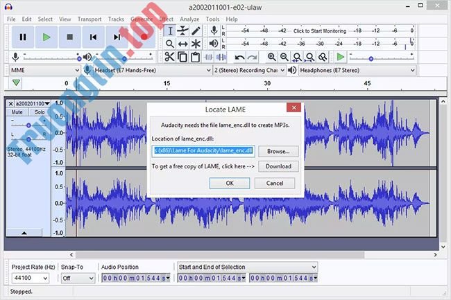 Cách chuyển định dạng WAV sang MP3 sử dụng LAME với Audacity