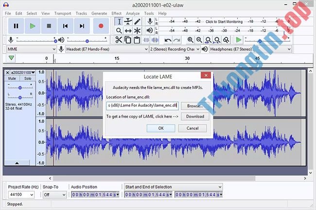 Cách chuyển định dạng WAV sang MP3 sử dụng LAME với Audacity