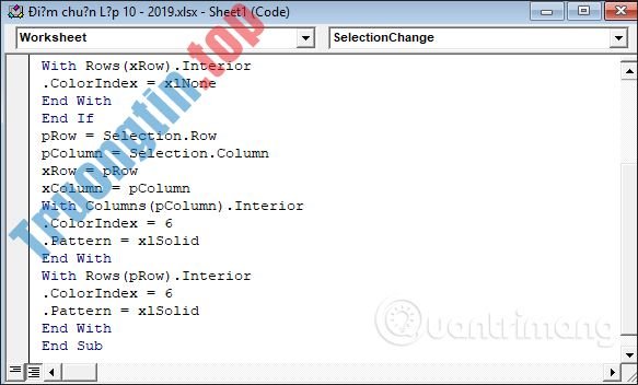 Cách&nbsp;tự&nbsp;động&nbsp;nổi&nbsp;bật&nbsp;dòng,&nbsp;cột&nbsp;trong&nbsp;Excel