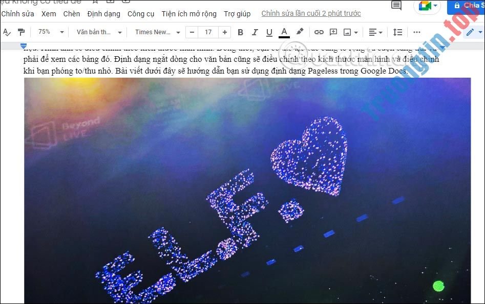 Cách sử dụng định dạng Pageless trong Google Docs