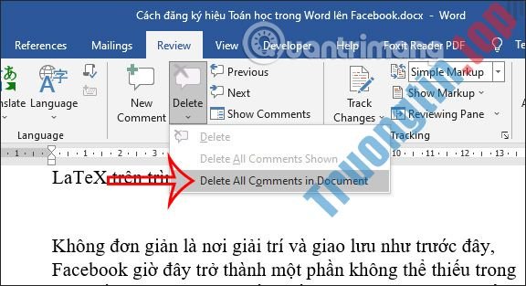 Cách ẩn và xóa comment trong Word