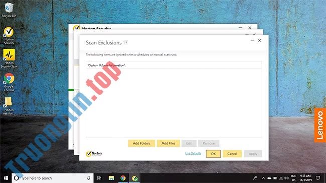 Cách loại trừ file khi quét bằng Norton Antivirus