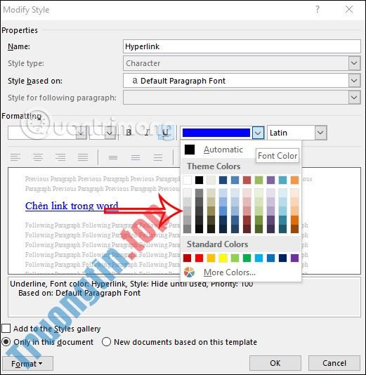 Cách&nbsp;chỉnh&nbsp;định&nbsp;dạng&nbsp;Hyperlink&nbsp;trong&nbsp;Word