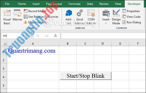 Cách tạo chữ nhấp nháy trên Excel