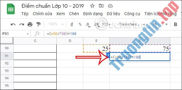 Cách&nbsp;tính&nbsp;phần&nbsp;trăm&nbsp;(%)&nbsp;trong&nbsp;Google&nbsp;Sheets