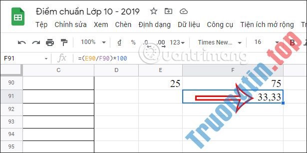 Cách&nbsp;tính&nbsp;phần&nbsp;trăm&nbsp;(%)&nbsp;trong&nbsp;Google&nbsp;Sheets