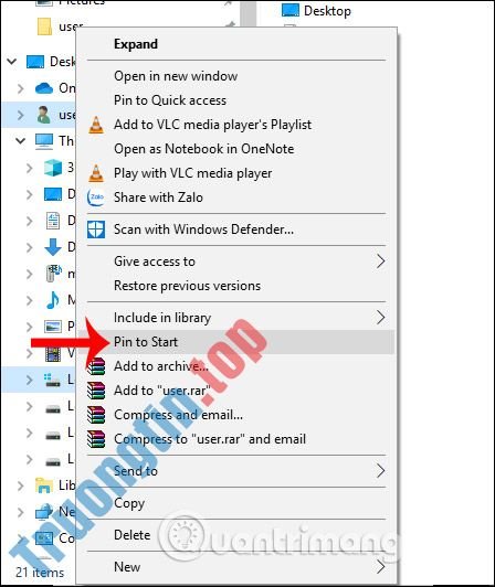 Cách truy cập nhanh thư mục User Windows 10