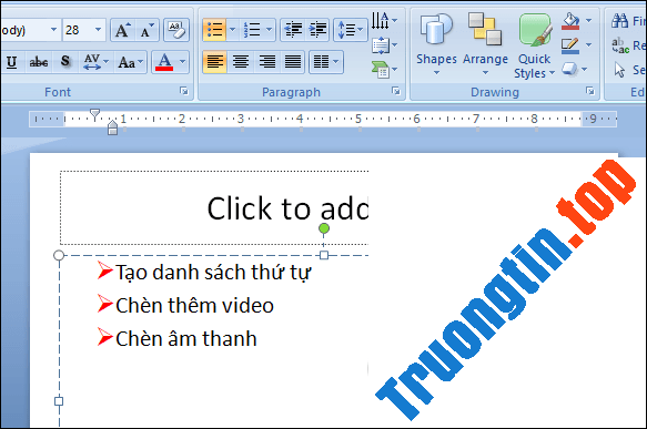 MS&nbsp;PowerPoint&nbsp;2007&nbsp;-&nbsp;Bài&nbsp;6:&nbsp;Thêm&nbsp;nội&nbsp;dung&nbsp;trong&nbsp;PowerPoint