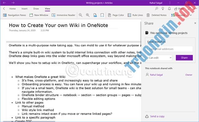 Cách tạo Wiki cá nhân bằng Microsoft OneNote