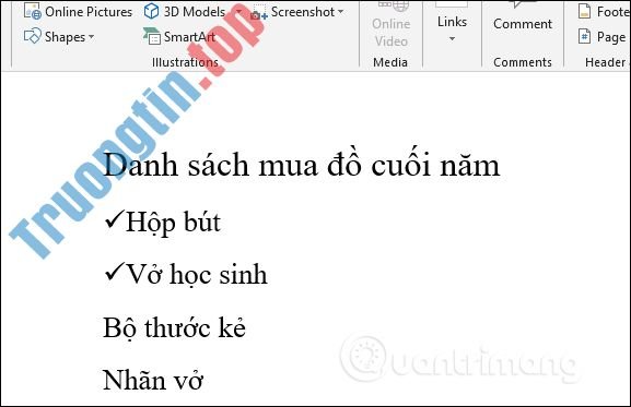 Cách&nbsp;chèn&nbsp;dấu&nbsp;tích&nbsp;vào&nbsp;trong&nbsp;Word