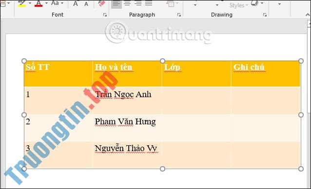 Cách&nbsp;căn&nbsp;giữa&nbsp;ô&nbsp;trong&nbsp;bảng&nbsp;PowerPoint