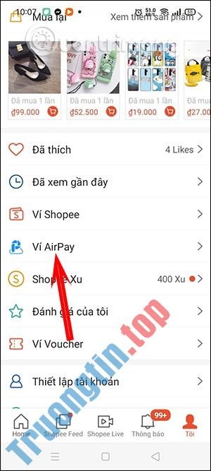 Cách&nbsp;thanh&nbsp;toán&nbsp;hóa&nbsp;đơn&nbsp;trên&nbsp;Shopee&nbsp;từ&nbsp;ví&nbsp;AirPay