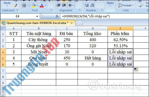 Hàm IFERROR trong Excel, công thức và cách dùng