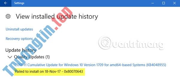 Sửa&nbsp;lỗi&nbsp;0x80070643&nbsp;trên&nbsp;Windows