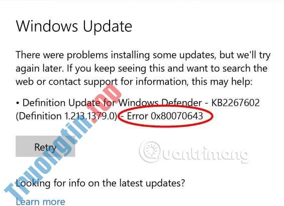 Sửa&nbsp;lỗi&nbsp;0x80070643&nbsp;trên&nbsp;Windows