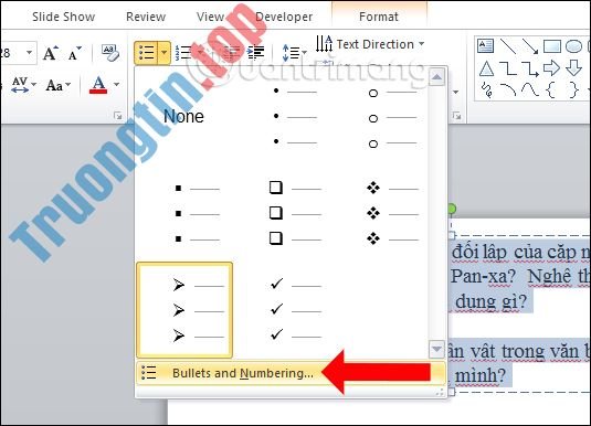 Cách&nbsp;tạo&nbsp;ký&nbsp;tự&nbsp;đầu&nbsp;dòng&nbsp;trong&nbsp;PowerPoint