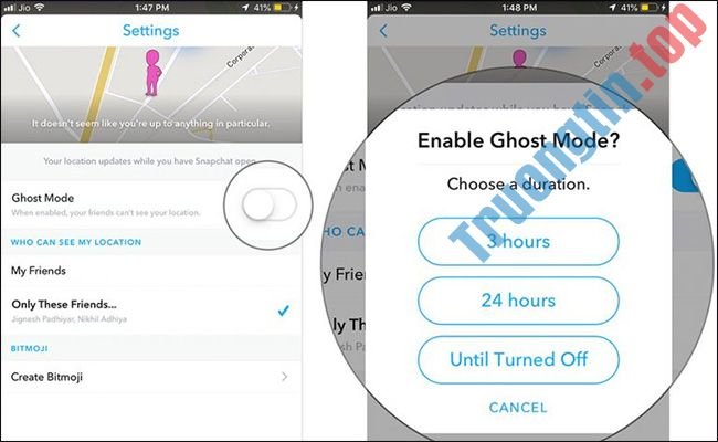 Cách&nbsp;tắt&nbsp;chia&nbsp;sẻ&nbsp;vị&nbsp;trí&nbsp;trong&nbsp;Snapchat&nbsp;trên&nbsp;iPhone&nbsp;và&nbsp;Android