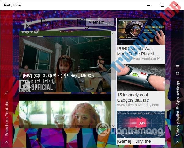 Cách&nbsp;dùng&nbsp;PartyTube&nbsp;xem&nbsp;YouTube&nbsp;trên&nbsp;Windows&nbsp;10