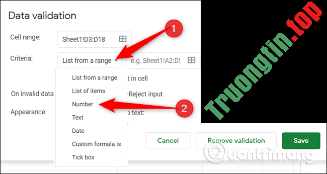 Cách&nbsp;giới&nbsp;hạn&nbsp;dữ&nbsp;liệu&nbsp;với&nbsp;Data&nbsp;Validation&nbsp;trong&nbsp;Google&nbsp;Sheets