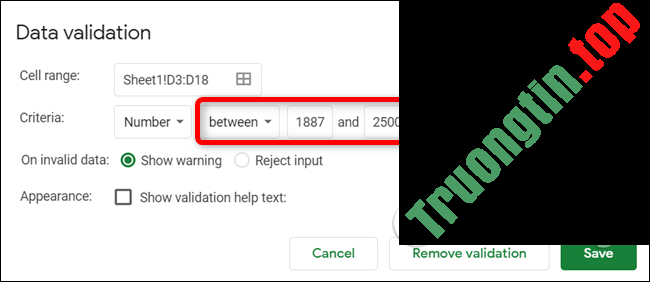Cách&nbsp;giới&nbsp;hạn&nbsp;dữ&nbsp;liệu&nbsp;với&nbsp;Data&nbsp;Validation&nbsp;trong&nbsp;Google&nbsp;Sheets