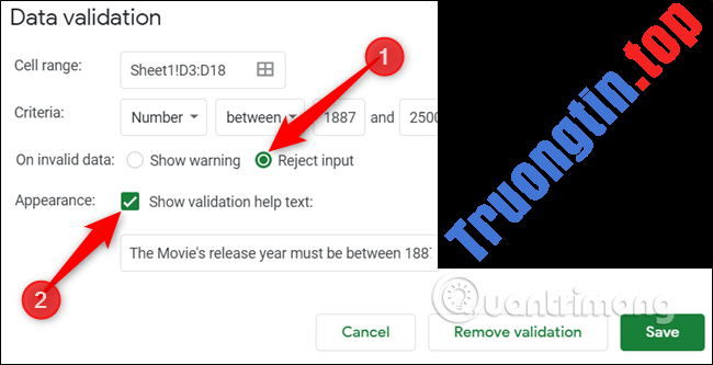 Cách&nbsp;giới&nbsp;hạn&nbsp;dữ&nbsp;liệu&nbsp;với&nbsp;Data&nbsp;Validation&nbsp;trong&nbsp;Google&nbsp;Sheets