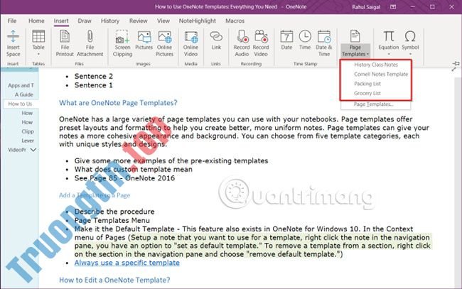 Cách&nbsp;sử&nbsp;dụng&nbsp;OneNote&nbsp;template