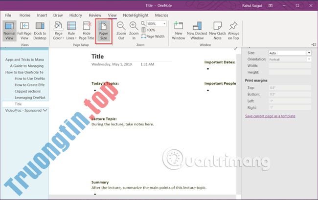 Cách&nbsp;sử&nbsp;dụng&nbsp;OneNote&nbsp;template
