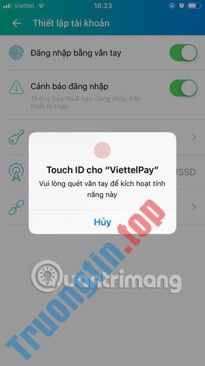 Cách&nbsp;đăng&nbsp;nhập&nbsp;bằng&nbsp;vân&nbsp;tay&nbsp;trên&nbsp;ViettelPay