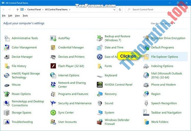 Cách&nbsp;mở&nbsp;Folder&nbsp;Options&nbsp;hay&nbsp;File&nbsp;Explorer&nbsp;Options&nbsp;trong&nbsp;Windows&nbsp;10