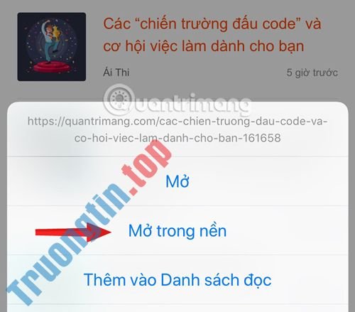 Cách mở tab mới ở chế độ nền trên Safari