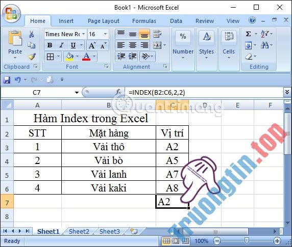 Hàm&nbsp;Index&nbsp;trong&nbsp;Excel:&nbsp;Công&nbsp;thức&nbsp;và&nbsp;cách&nbsp;sử&nbsp;dụng