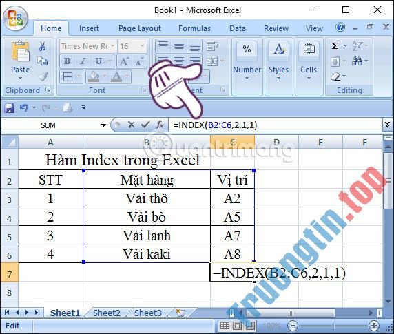 Hàm&nbsp;Index&nbsp;trong&nbsp;Excel:&nbsp;Công&nbsp;thức&nbsp;và&nbsp;cách&nbsp;sử&nbsp;dụng