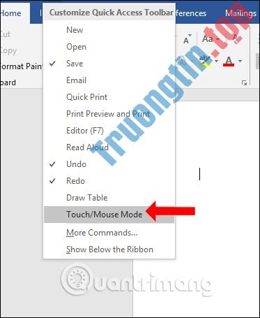 Cách&nbsp;bật,&nbsp;tắt&nbsp;chế&nbsp;độ&nbsp;Touch&nbsp;Mode&nbsp;trên&nbsp;Word