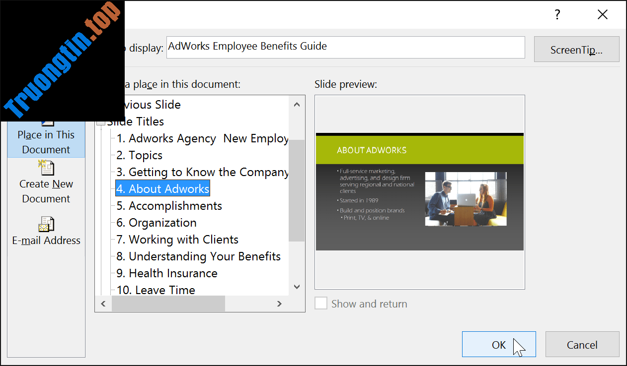 PowerPoint&nbsp;2019&nbsp;(Phần&nbsp;29):&nbsp;Link&nbsp;(liên&nbsp;kết)