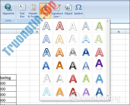 Cách&nbsp;chèn&nbsp;WordArt&nbsp;trong&nbsp;Excel