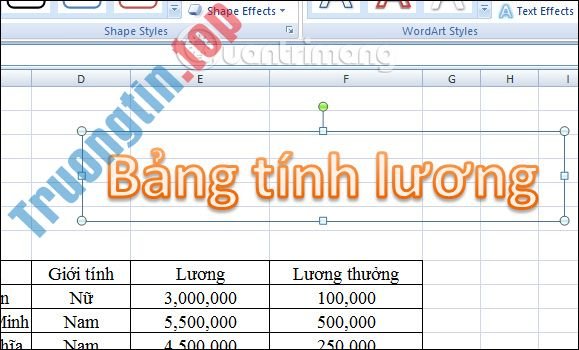 Cách&nbsp;chèn&nbsp;WordArt&nbsp;trong&nbsp;Excel