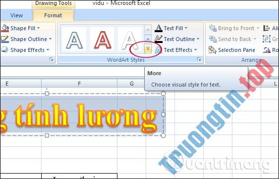 Cách&nbsp;chèn&nbsp;WordArt&nbsp;trong&nbsp;Excel