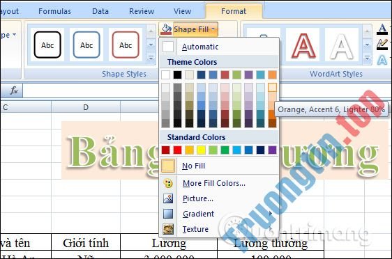 Cách&nbsp;chèn&nbsp;WordArt&nbsp;trong&nbsp;Excel