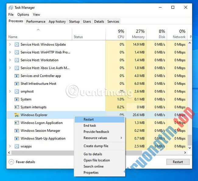 Khởi&nbsp;động&nbsp;lại&nbsp;Windows&nbsp;Explorer&nbsp;khi&nbsp;hệ&nbsp;thống&nbsp;bị&nbsp;“treo”