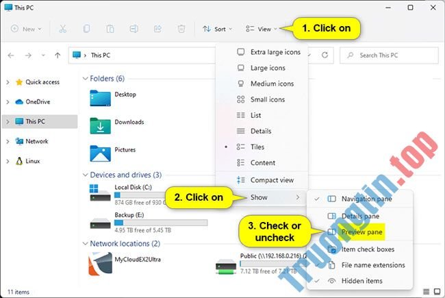 Cách&nbsp;hiển&nbsp;thị&nbsp;Preview&nbsp;Pane&nbsp;của&nbsp;File&nbsp;Explorer&nbsp;trên&nbsp;Windows&nbsp;10/11