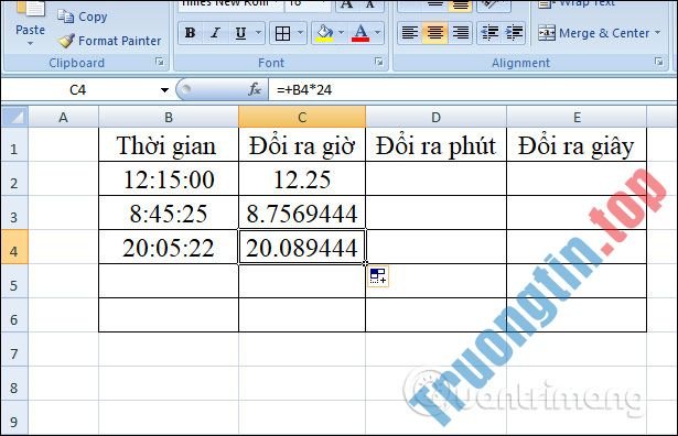 Cách&nbsp;chuyển&nbsp;đổi&nbsp;thời&nbsp;gian&nbsp;trong&nbsp;Excel
