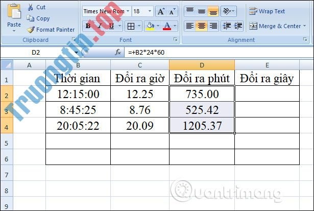 Cách&nbsp;chuyển&nbsp;đổi&nbsp;thời&nbsp;gian&nbsp;trong&nbsp;Excel