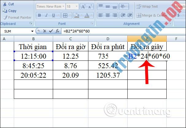 Cách&nbsp;chuyển&nbsp;đổi&nbsp;thời&nbsp;gian&nbsp;trong&nbsp;Excel
