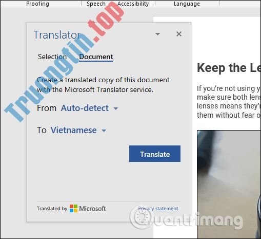 Cách dịch ngôn ngữ trên Word 2019