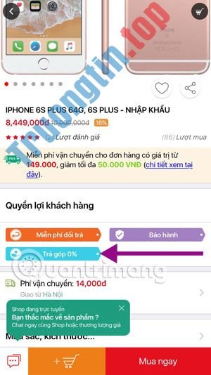 Hướng&nbsp;dẫn&nbsp;mua&nbsp;hàng&nbsp;trả&nbsp;góp&nbsp;0%&nbsp;trên&nbsp;Sendo