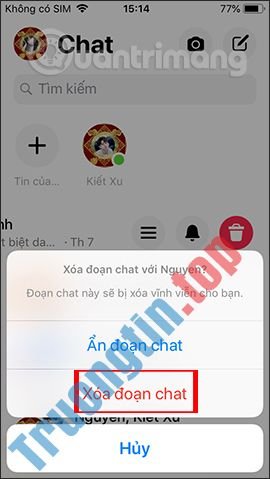 Cách&nbsp;xóa&nbsp;tin&nbsp;nhắn&nbsp;Messenger