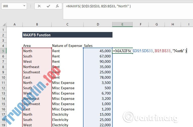 Cách&nbsp;sử&nbsp;dụng&nbsp;hàm MAXIFS&nbsp;trong&nbsp;Excel&nbsp;2016