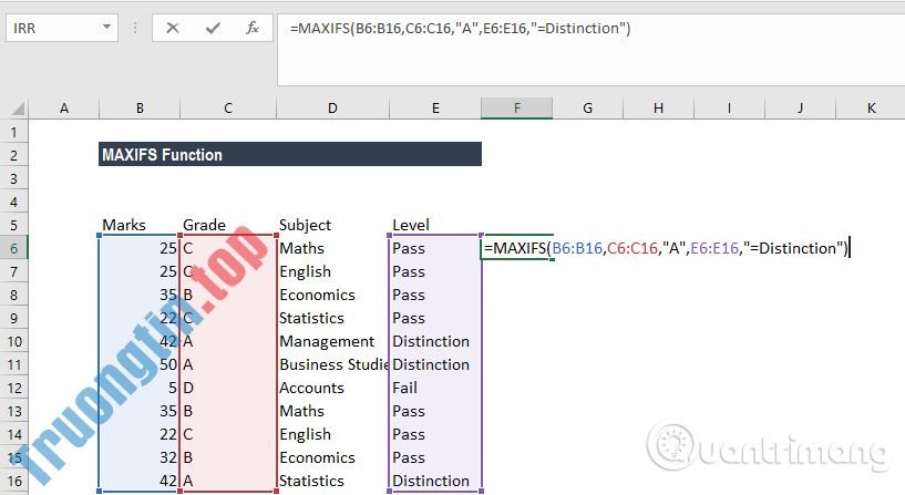 Cách&nbsp;sử&nbsp;dụng&nbsp;hàm MAXIFS&nbsp;trong&nbsp;Excel&nbsp;2016